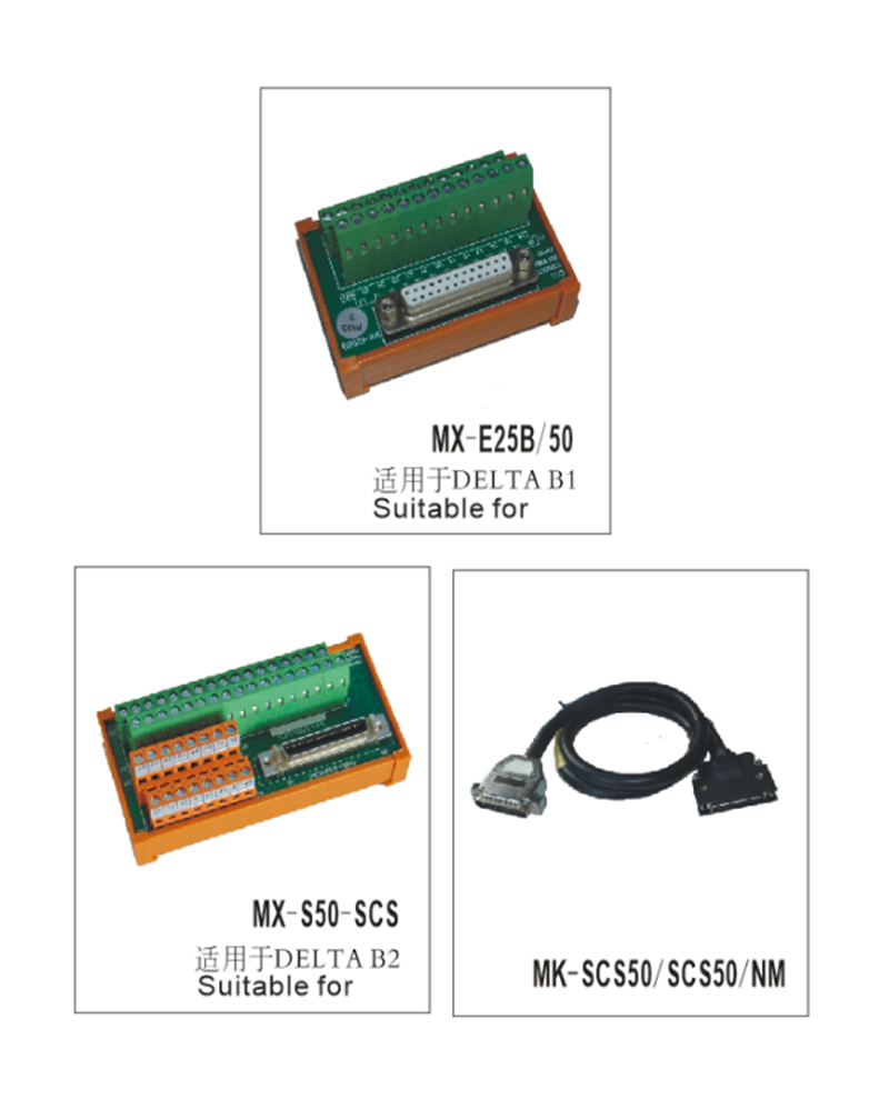 與DELTA 伺服連接線系列輸入、輸出端子臺模組